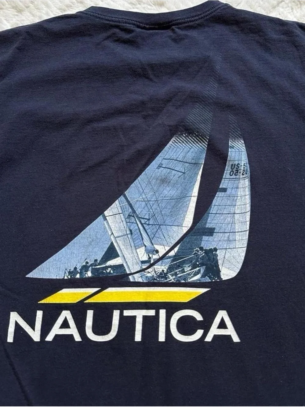 Vintage 1990s Nautica Navy Sail Graphic Tee Large - Picture 3 of 5